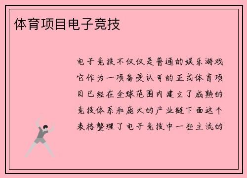 体育项目电子竞技